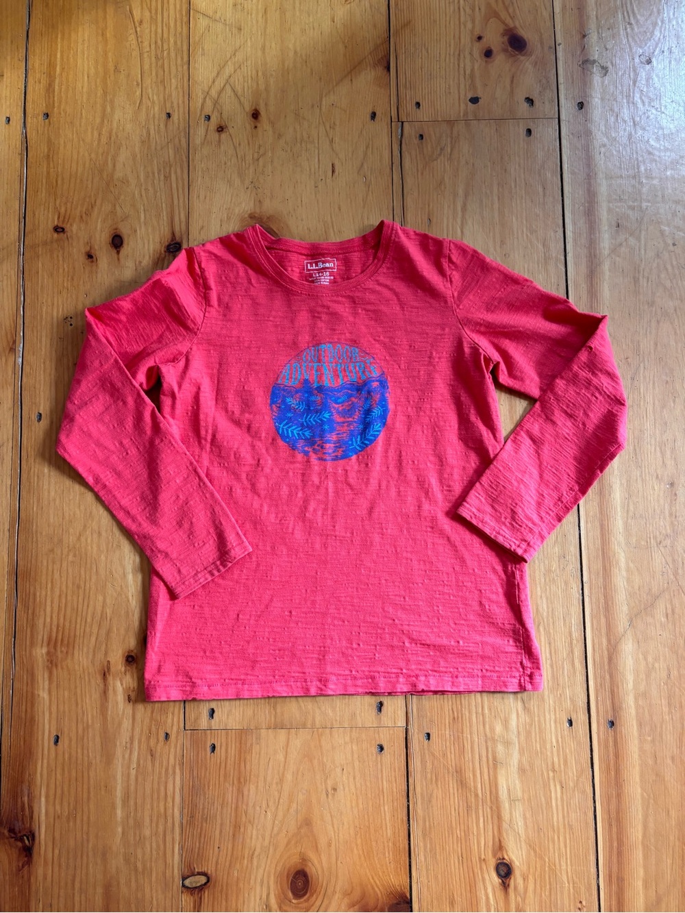 L.L. Bean Girls L 14/16 Red Outdoor Adventure Long Sleeve Tee